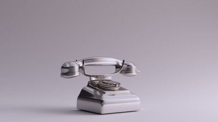 Silver Vintage Telephone Right 3d illustration 3d render	