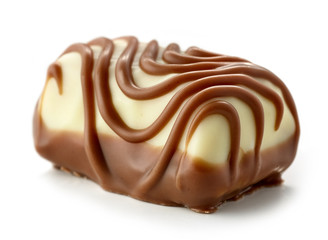 chocolate praline on white background