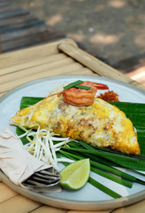 top view of thai style noodle it is call pad thai
