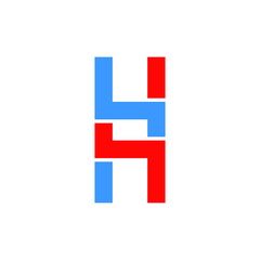 Letter h vector logo blue color. White background.