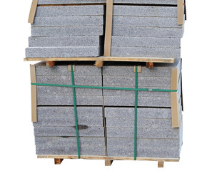 Tile blocks on pallets lie next to each other