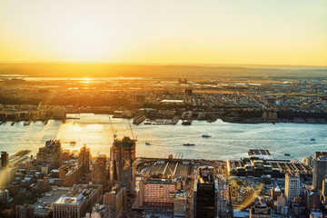 Aerial view on sunset at Manhattan West NYC
