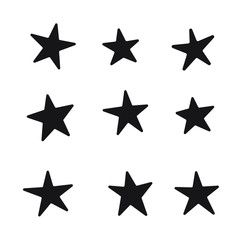 Star doodles collection. Set of hand drawn stars. Vector cartoon illustrations.