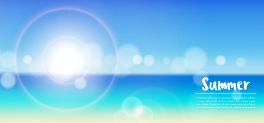 Summer Abstract Background, Panorama blurred tropical beach bokeh background