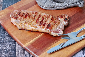 Steak  as wagyu beef  MS5+ on butcher served .