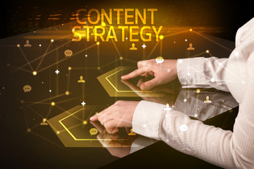 Navigating social networking with CONTENT STRATEGY inscription, new media concept