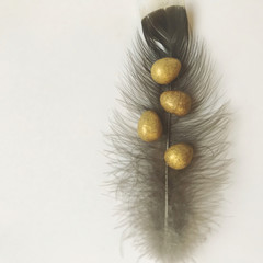 Easter concept background with golden eggs