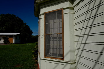 window on a house in tropical town