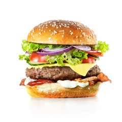 Fresh burger isolated on white background