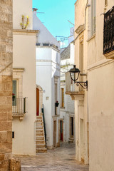 Street in the old town of Locorotondo, Bari, Puglia, Italy