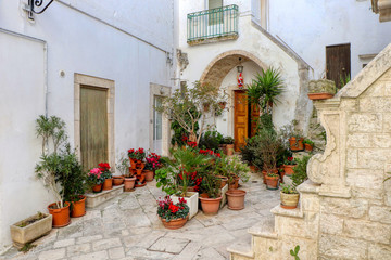 Fototapeta na wymiar Street in the old town of Locorotondo, Bari, Puglia, Italy