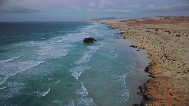 Shipwreck of Cabo Santa Maria at Praia de Atalanta beach. Boa Vista in Cape Verde.