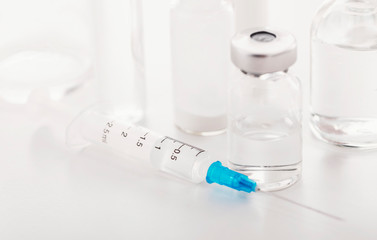 Stock of medical medecine bottles and squirt