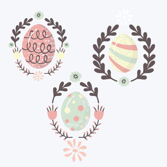 Cute Vector Easter Eggs Vector Isolated Element Set