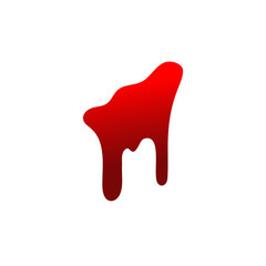 Fototapeta premium Blood drip. Drop blood isloated white background. Happy Halloween decoration design. Red splatter stain, splash spot, horror blot. Bleeding bloodstain scare texture. Liquid paint. Vector illustraton