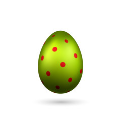 Fototapeta na wymiar Easter egg 3D icon. Cute color egg, isolated white background. Bright realistic design, decoration for Happy Easter celebration. Holiday element. Shiny pattern. Spring symbol. Vector illustration