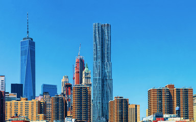Fototapeta na wymiar View from Ferry on Lower Manhattan USA