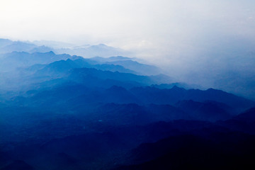Fototapeta premium Aerial Shot of Mountains from a Plane