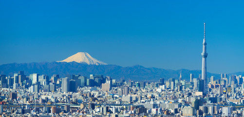 東京風景　2020年1月　富士山と大都会
