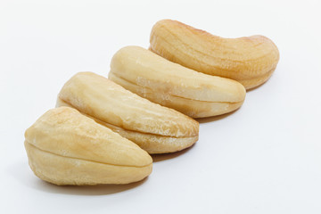 Cashew nuts Fried or Roasted on white background,Close up