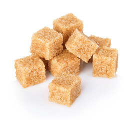 Brown sugar close-up isolated on white background.
