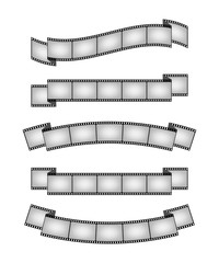 Set of vintage film strips ribbon seal design element. Vector stock illustration.