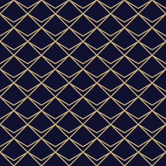 Abstract simple pattern with golden lines. Black and gold ornamental background. Seamless geometric texture in minimal style.