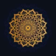 luxury decoration of mandala flowers with shiny gold color