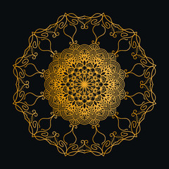 luxury decoration of mandala flowers with shiny gold color