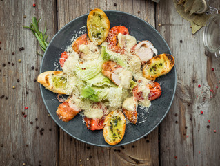 Healthy Grilled Chicken Caesar Salad with Cheese