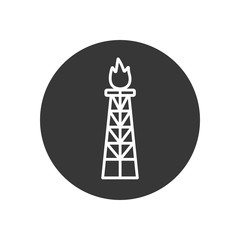 Obraz premium Isolated oil tower with flame line block style icon vector design