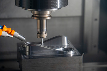  The CNC milling machine rough cutting  the injection mold parts by  solid ball  endmill tools. The...
