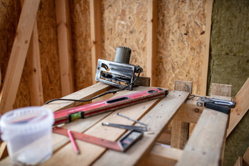 Measuring tool on a wooden table.