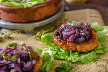 Minced meat steak grilled