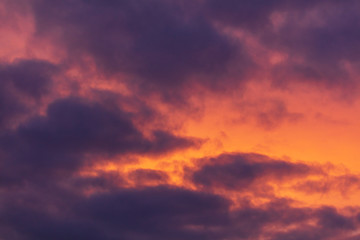 Pink dawn in the sky with clouds