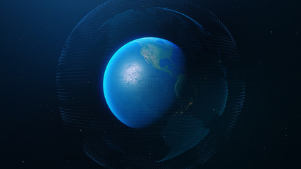 Planet earth technology network. Elements of this image furnished by NASA - 3D illustration.