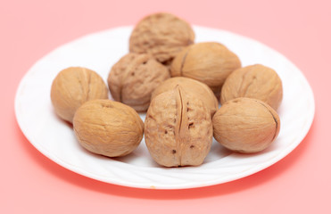 Walnuts in a white plate