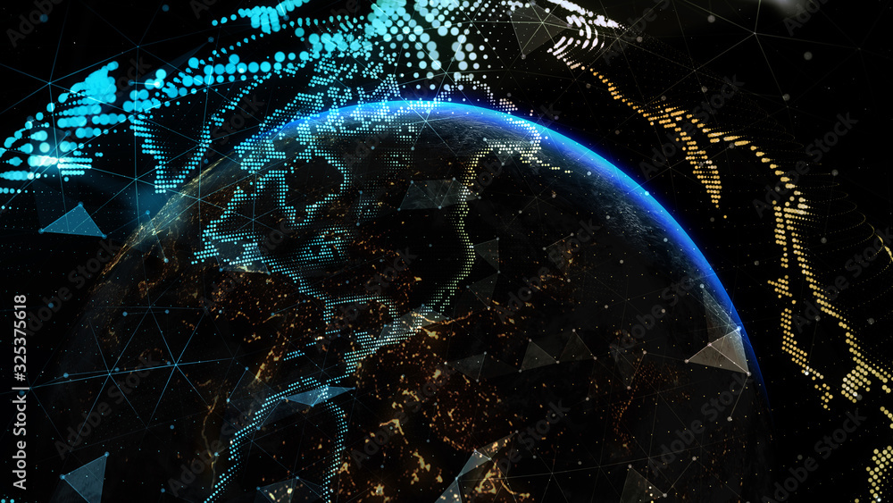 Canvas Prints earth globe, block chain network technology concept. elements of this image furnished by nasa - 3d i
