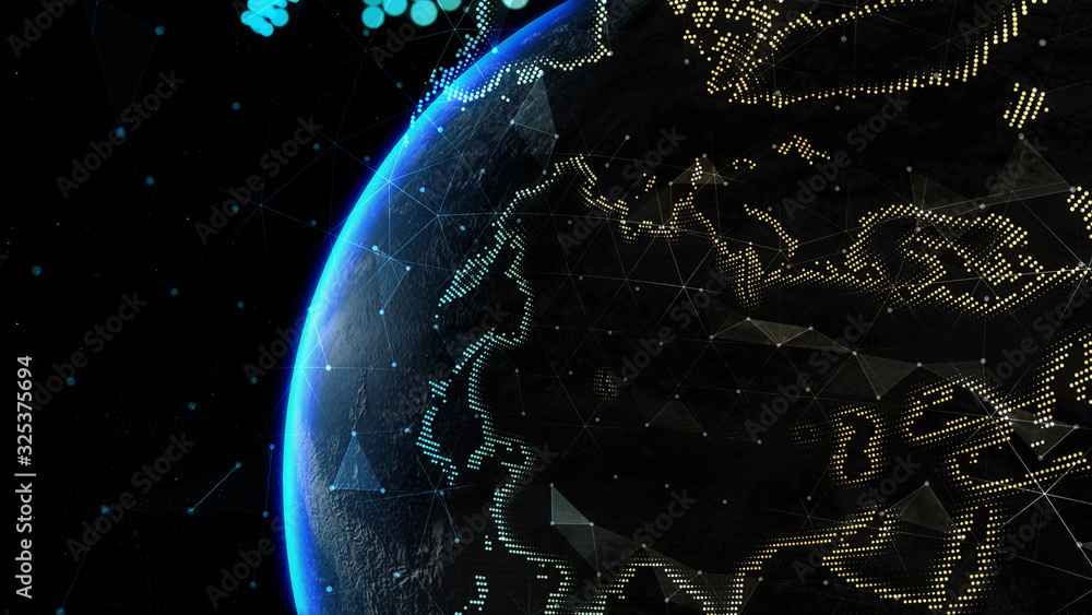 Wall mural earth globe. background with light effect. global international connectivity background. 3d illustra