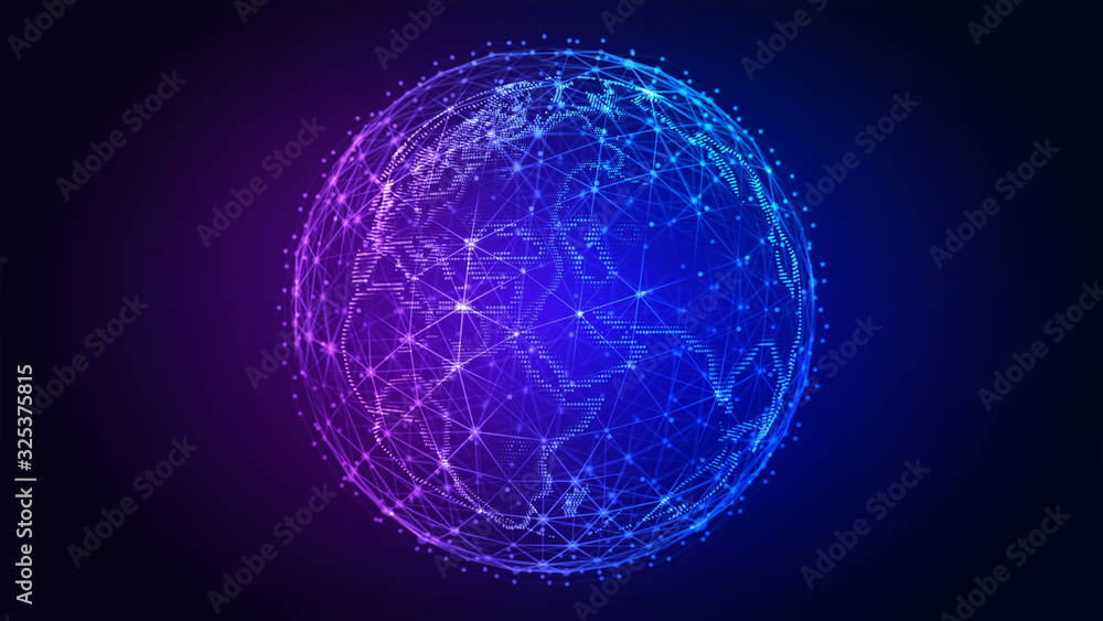 Canvas Prints communication technology for internet business. global world network and telecommunication on earth.