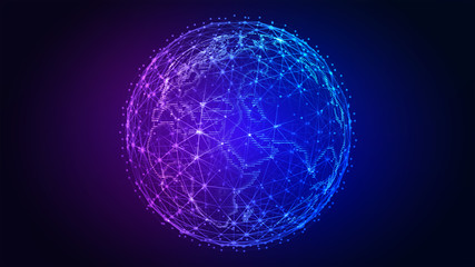 Communication technology for internet business. Global world network and telecommunication on earth. Elements of this image furnished by NASA - 3d illustration