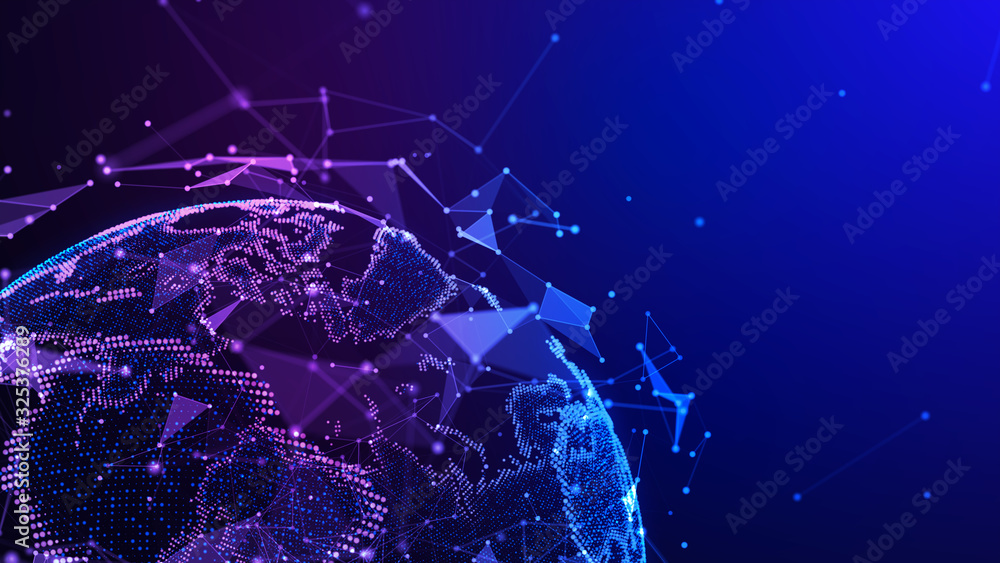 Canvas Prints connection lines around earth globe. background with light effect. global international connectivity