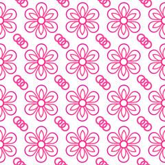 Spring and summer seamless pattern with colorful gradient flowers on white background. Pink floral ornament. Fashion vector illustration for fabric, textile wallpaper, posters, gift wrapping paper. 
