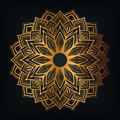 luxury decoration of mandala flowers with shiny gold color