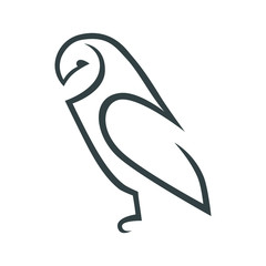 Barn owl side view symbol on white backdrop. Design element