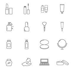 Cosmetics and beauty icon set in thin line style. Modern outline style icons collection. Perfect vector graphics