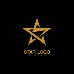 Gold Star Logo Vector in elegant Style with Black Background