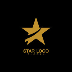 Obraz premium Gold Star Logo Vector in elegant Style with Black Background