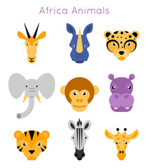 Vector illustration of animal faces.