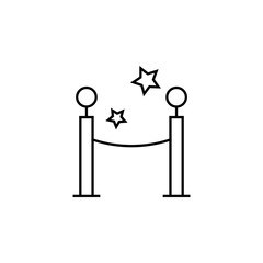 Barrier rope icon in outline style on a white background. Thin linear logo for event, vip entrance.